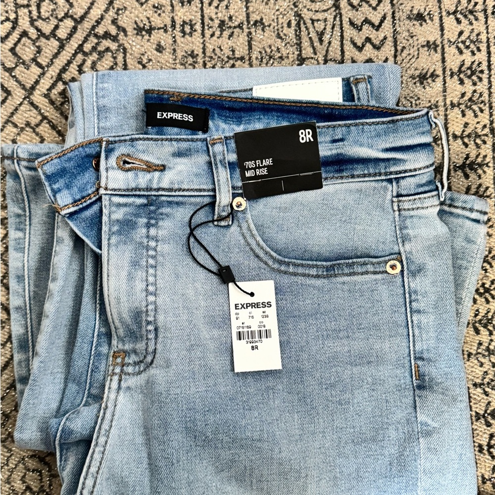 Express Women's Light Blue Flare Jeans